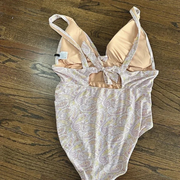 J. Crew Eco Plunge V Neck One Piece Swimsuit In Beach Paisley Size 16 D0612 - Picture 9 of 14